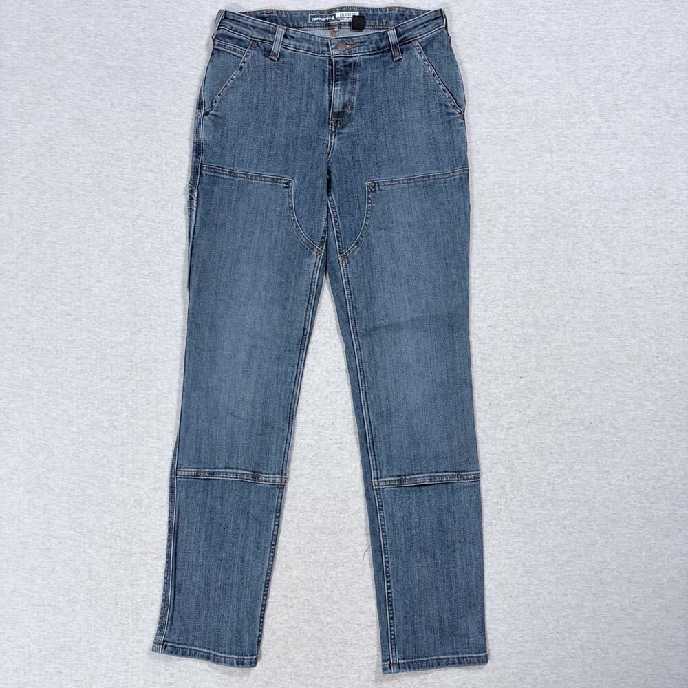 Carhartt Women's Relaxed Fit Linden Double Front Knee Jeans Blue Size 4 Tall